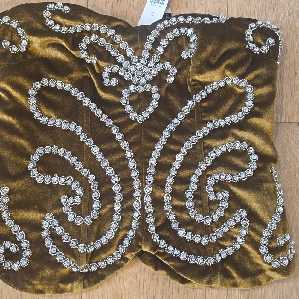 Anthropologie Ollari Velvet Crystal Corset top S - Picture 4 of 6